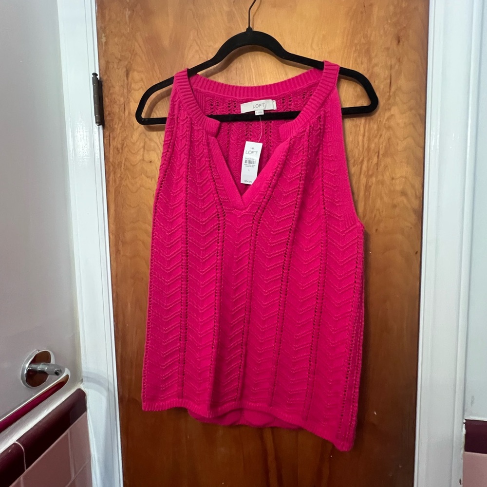 Hot pink LOFT knitted top NWT